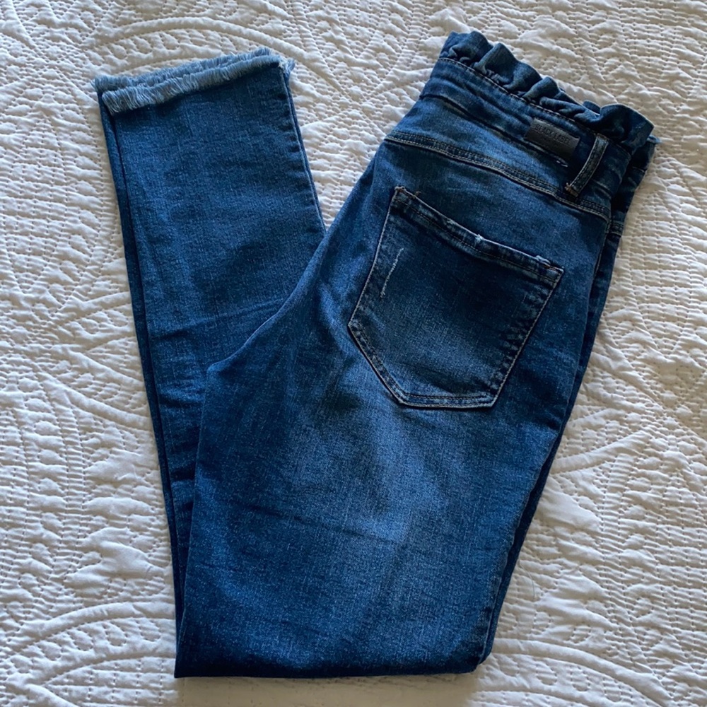 High waisted paper bag jeans
